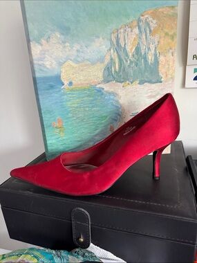 Carlos Falchi Red Velvet Pointed-Toe Pump size 10B